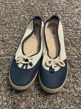 UGG Navy and Cream Espadrille Flats with Rope Trim